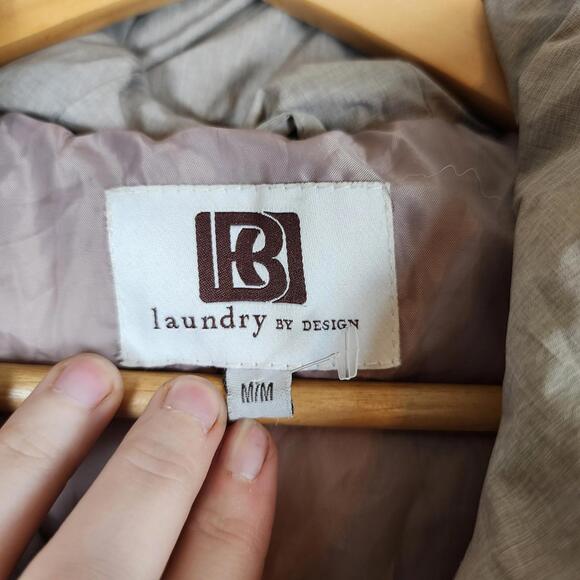 Laundry by Design Women's Long Winter Puffer Jacket Hooded Grey Coat Medium - Picture 5 of 9